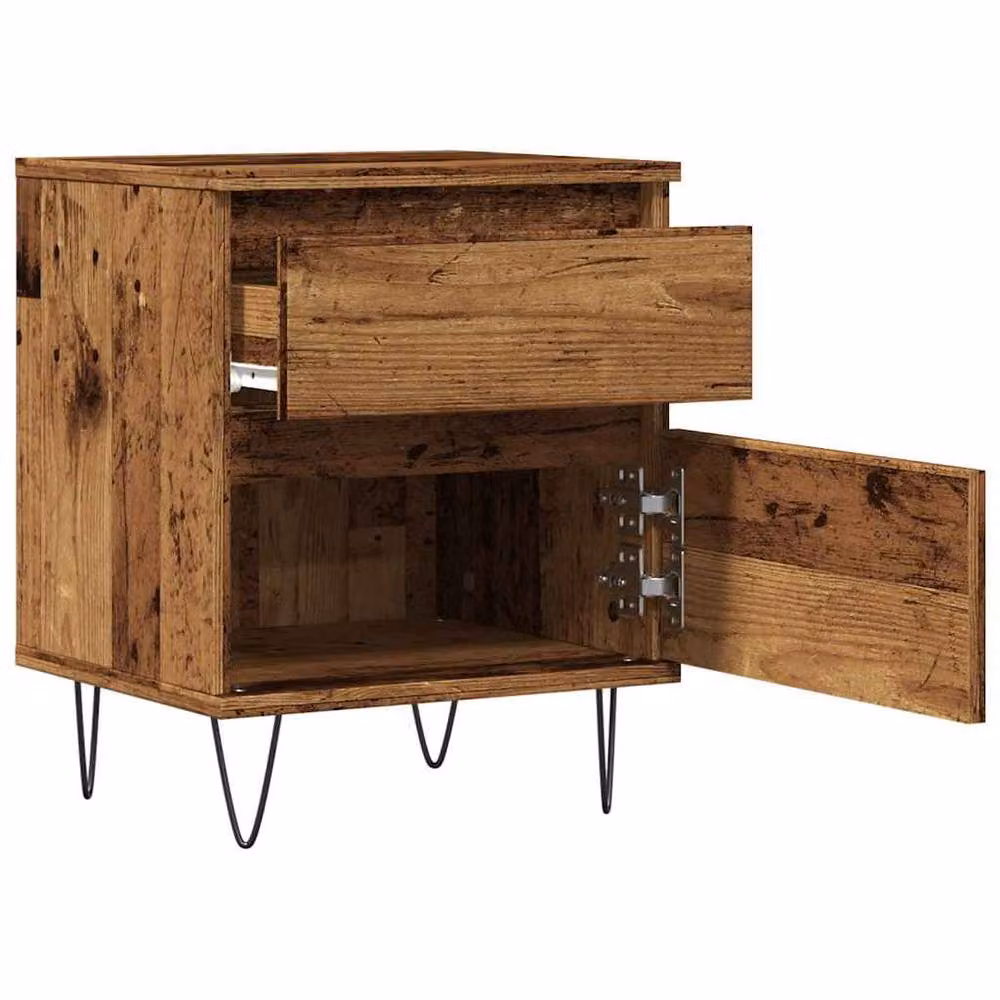 Berkfield Home Bedside Cabinet in Brown Old Wood, W/D/H: 40 x 35 x 50 cm – 4