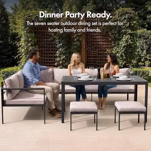 VonHaus Aruba 7 Seater Garden Furniture Dining Set in Grey – 3
