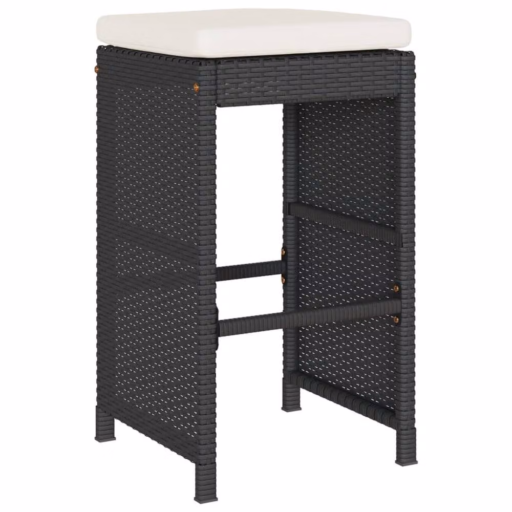 Berkfield Home Modern Black Poly Rattan Garden Bar Stools with Cushions, Set of 4 – 2