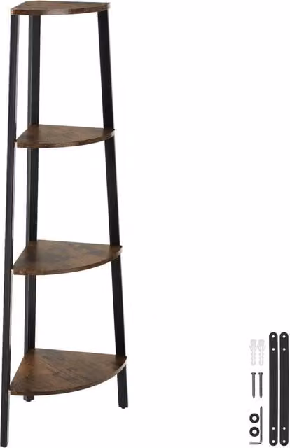 tectake Newbridge Corner Shelf with 4 Levels in Brown