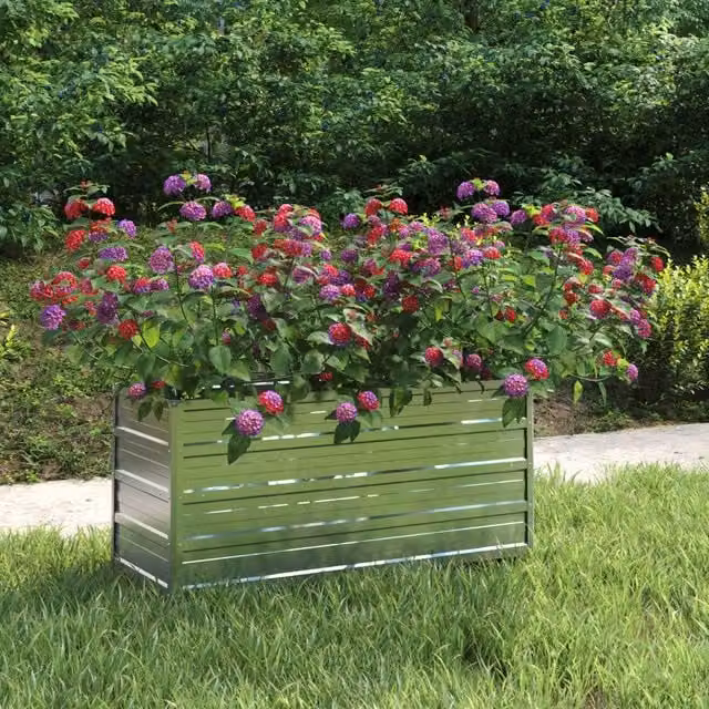 Berkfield Home Garden Galvanised Steel Raised Bed in Silver, W/D/H: 100 x 40 x 45 cm – 1