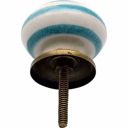 Nicola Spring Polished Ceramic Cabinet Knobs in Turquoise, Pack of 6 – 2
