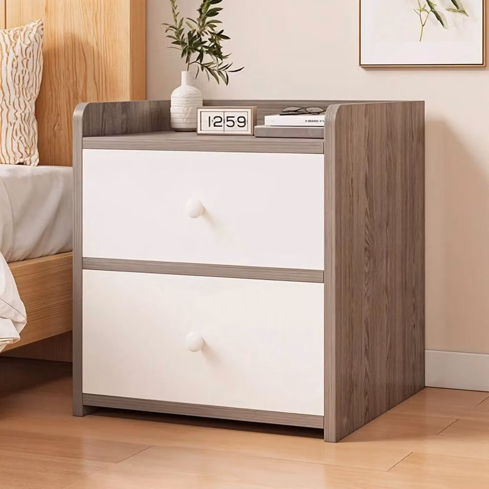 KORVIXA 2 Drawer Wooden Bedroom Bedside Cabinet in Grey W/D/H: 100 x 100 x 100 cm – 3