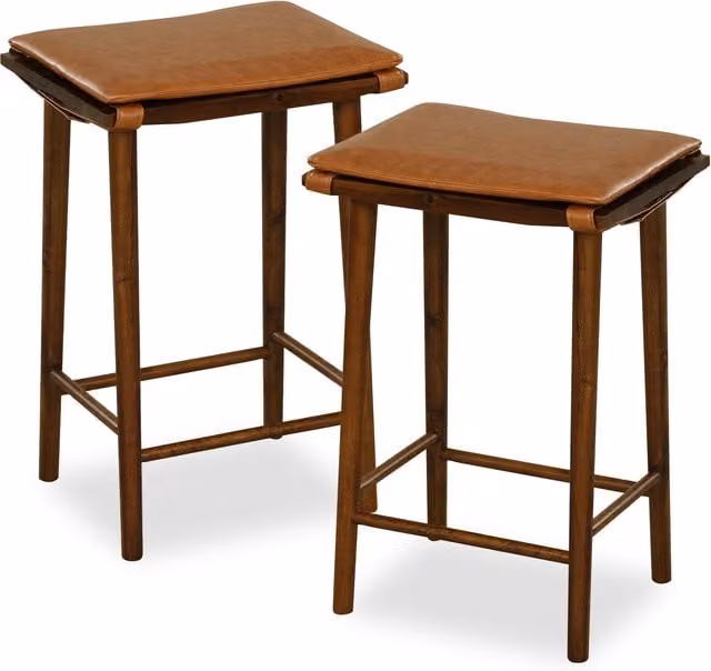 Costway Set of 2 Rustic Brown Wood Barstools with Removable Cushions