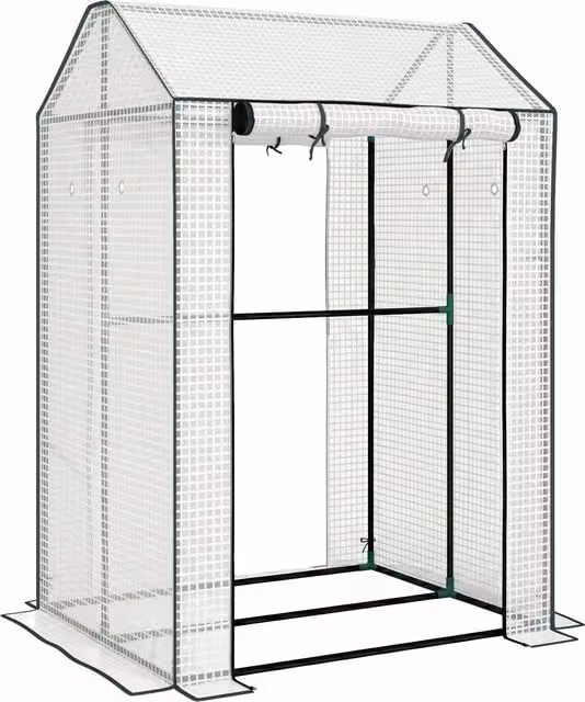 Outsunny Green House with 2 Roll-up Doors and Reinforced Cover, Green, W/D/H: 100 x 80 x 150 cm