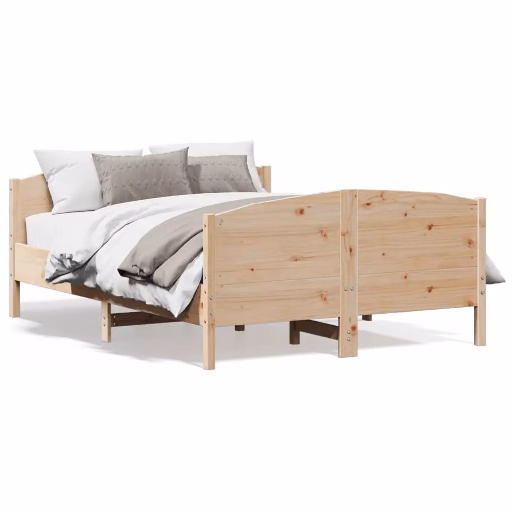 Berkfield Home Double Pine Wood Bed Frame in Brown, W/D/H: 135 x 190 cm – 2