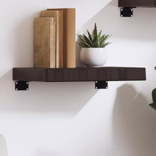 vidaXL Wall Mounted Rustic Oak Wood Shelf in Dark Brown, W: 40 cm, D: 30 cm, H: 2-6 cm