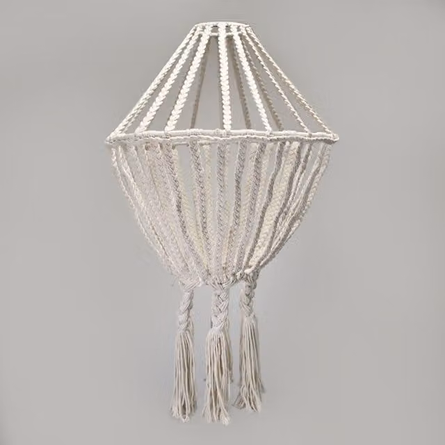 KDMD Macrame Large Drop Chandelier in White