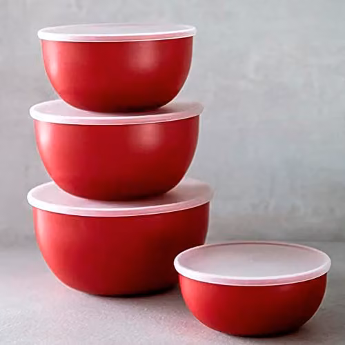 KitchenAid Set of 4 Plastic Prep Bowls with Lids, Red – 3