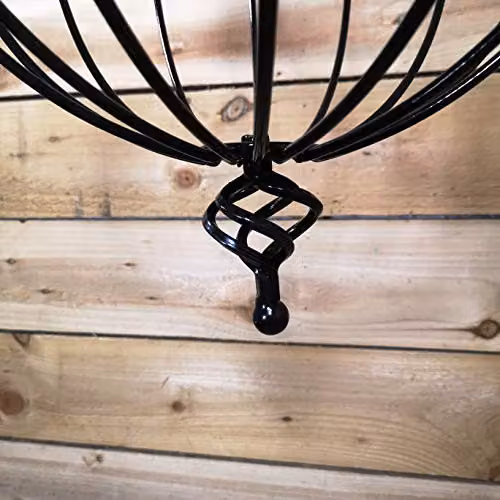 Samuel Alexander Black Metal Spanish Garden Wall Hanging Basket, Diameter: 35 cm – 2