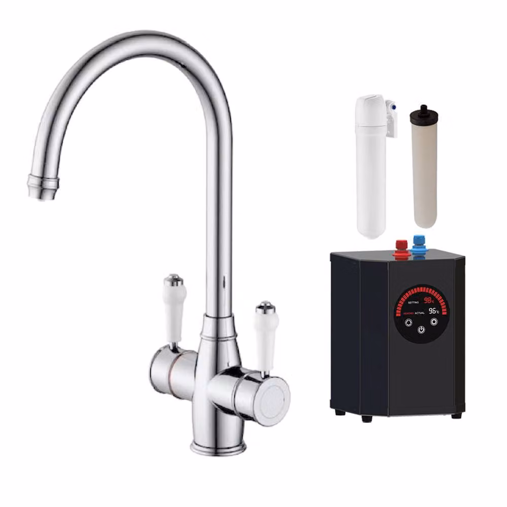 Nes Home 3 in 1 Single Lever Boiling Water Kitchen Mixer Tap Set in Chrome Silver – 3
