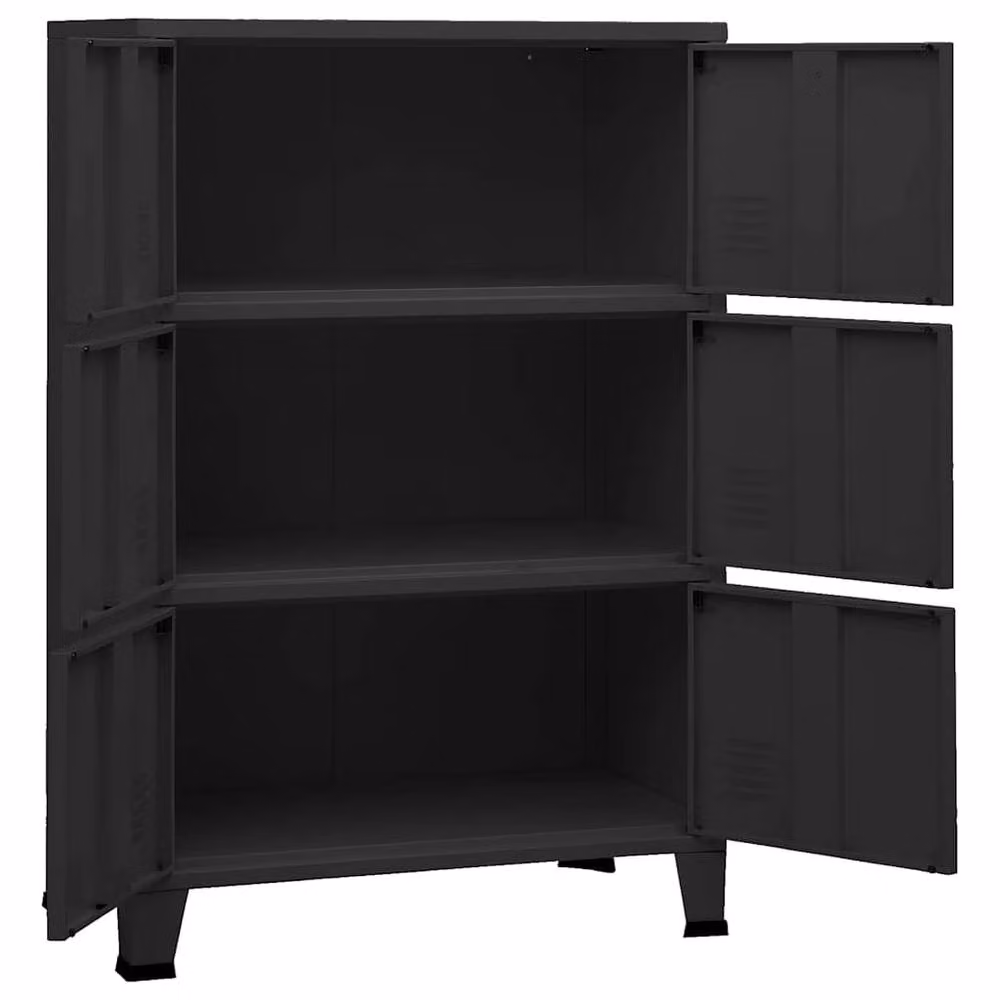 Berkfield Home Industrial Metal Storage Chest in Black, W/D/H: 75 x 40 x 115 cm – 4