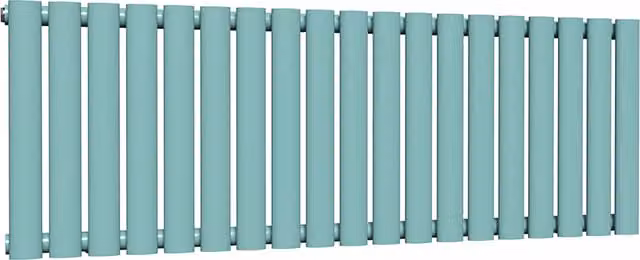 Lux Heat Oval Horizontal Single Wall Mounted Steel Radiator in Caribbean Sea Blue, W: 114 cm, H: 40 cm