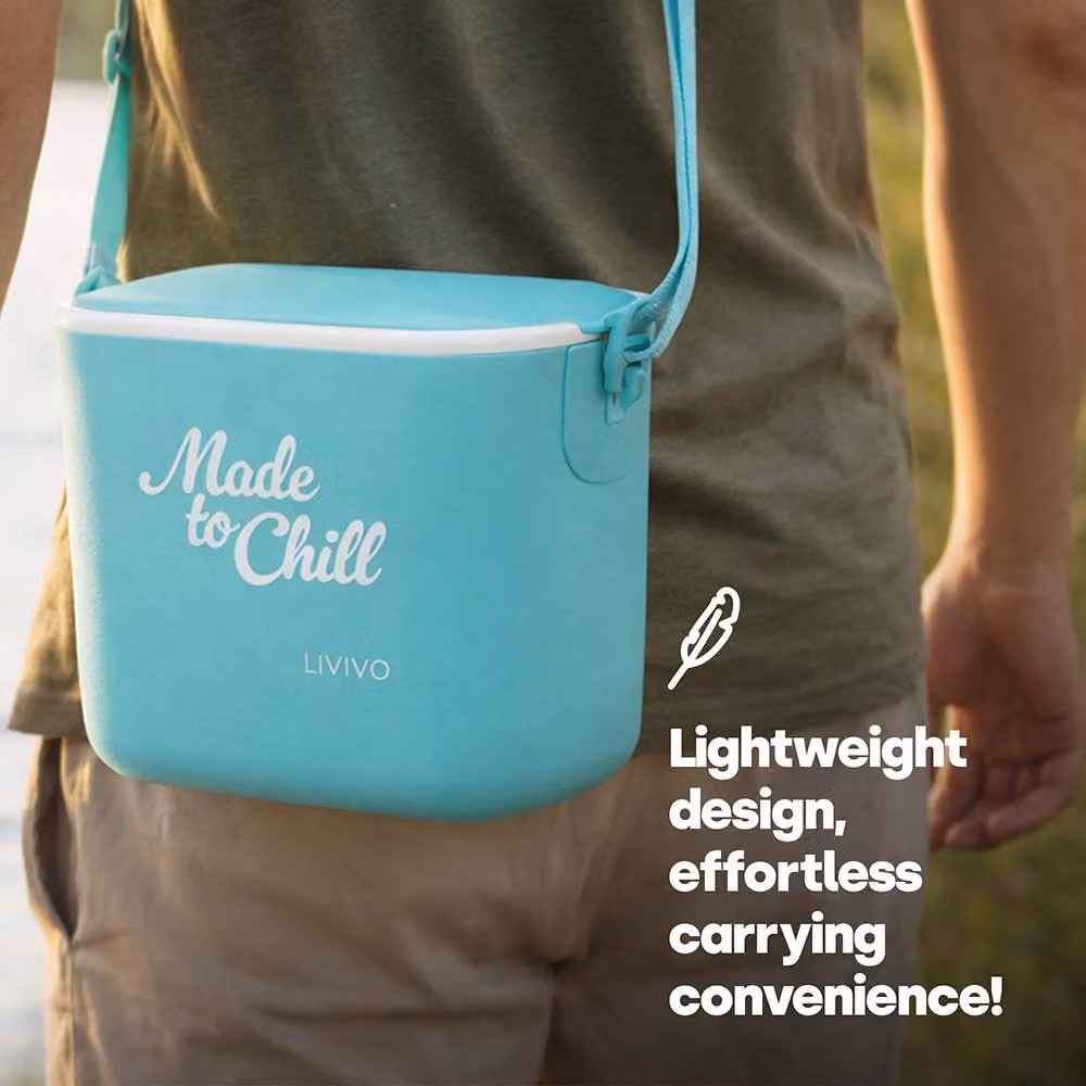 LIVIVO 5L Portable Insulated Cool Box with Strap in Turquoise – 3