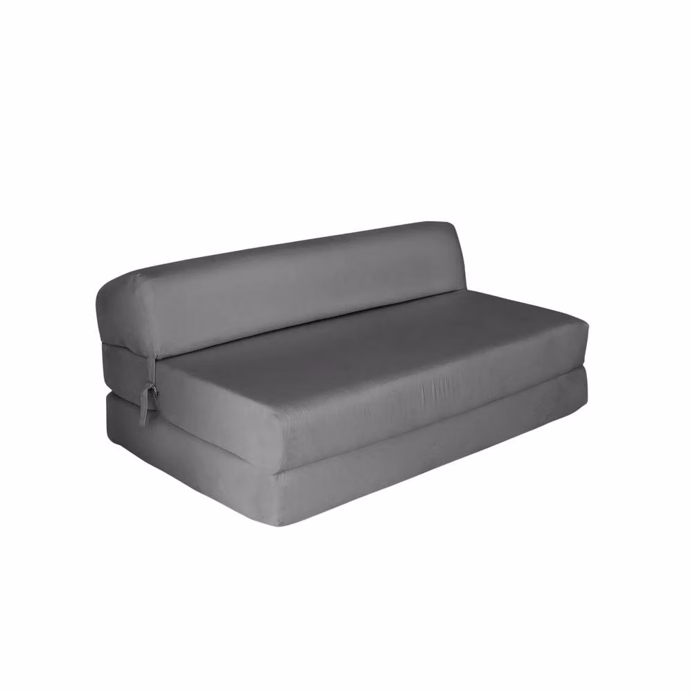 Kaikoo Grey Fabric Fold-Out Double Bed with Foam Upholstered Frame – 2
