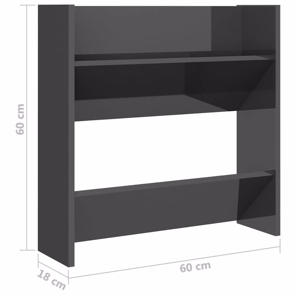Berkfield Home Wall Mounted High Gloss Grey Shoe Cabinet W/D/H: 60 x 18 x 60 cm – 4
