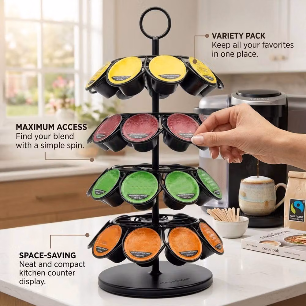 VOGREX Rotating 36 Coffee Capsule Holder in Black Metal, W/D/H: 37.0 x 18.0 x 1.0 cm – 2