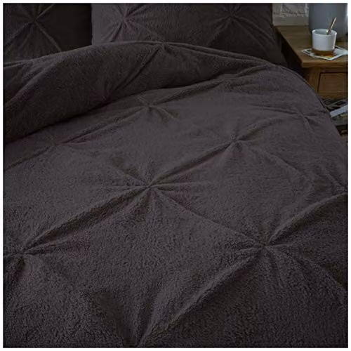 Gaveno Cavailia Luxury Super Soft Teddy Bear Pintuck Duvet Set with Matching Pillowcase, Charcoal Grey, Single Size (90 x 200 cm) – 2