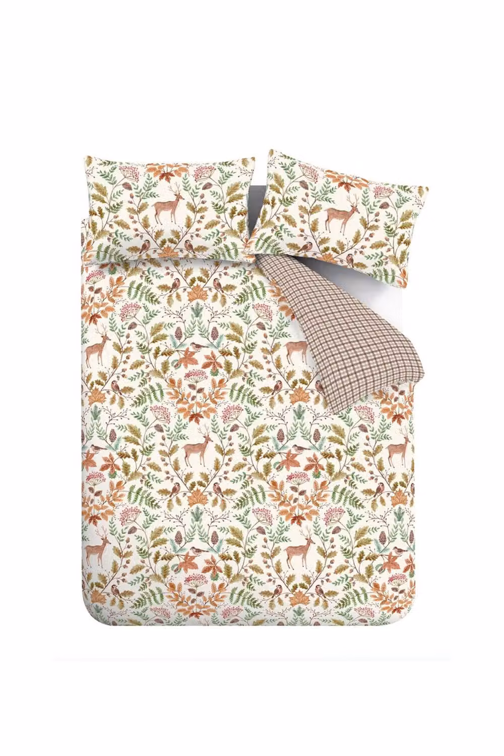 Catherine Lansfield Woodland Stag Reversible Microfibre Duvet Cover and Pillowcase Set, Cream/Beige, King Size (Duvet: 180 x 200 cm, Pillowcase: 50 x 75 cm) – 2