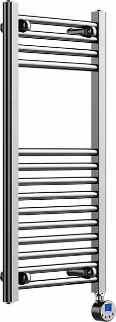 Lux Heat Chrome Electric Ladder Towel Radiator, W: 40 cm, H: 80 cm