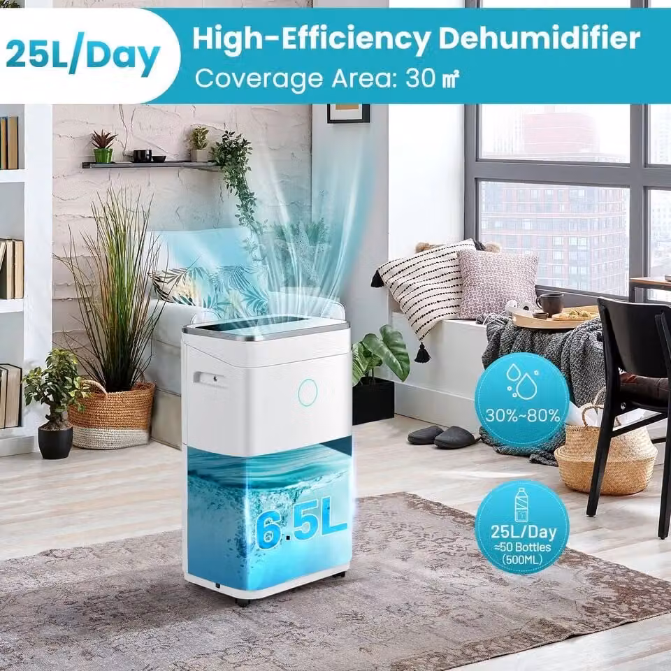 Costway Home Dehumidifier in White with 25L Daily Capacity and 6.5L Water Tank – 2