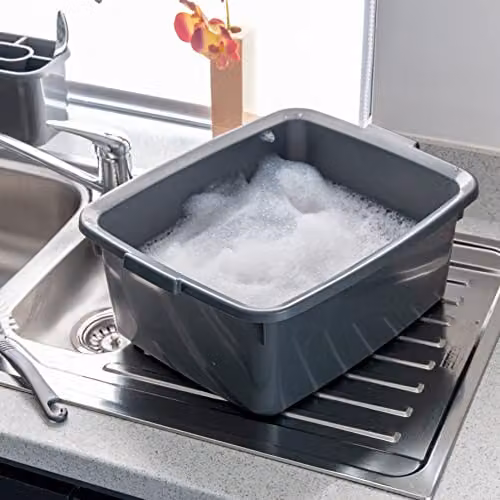 Addis Butler Large Rectangular Plastic Bowl, Metallic Silver, 12.5 Litre – 6