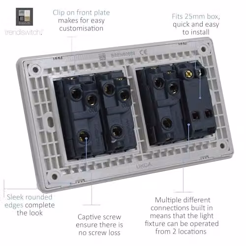 Trendi Flush Switch in Grey and Silver – 4