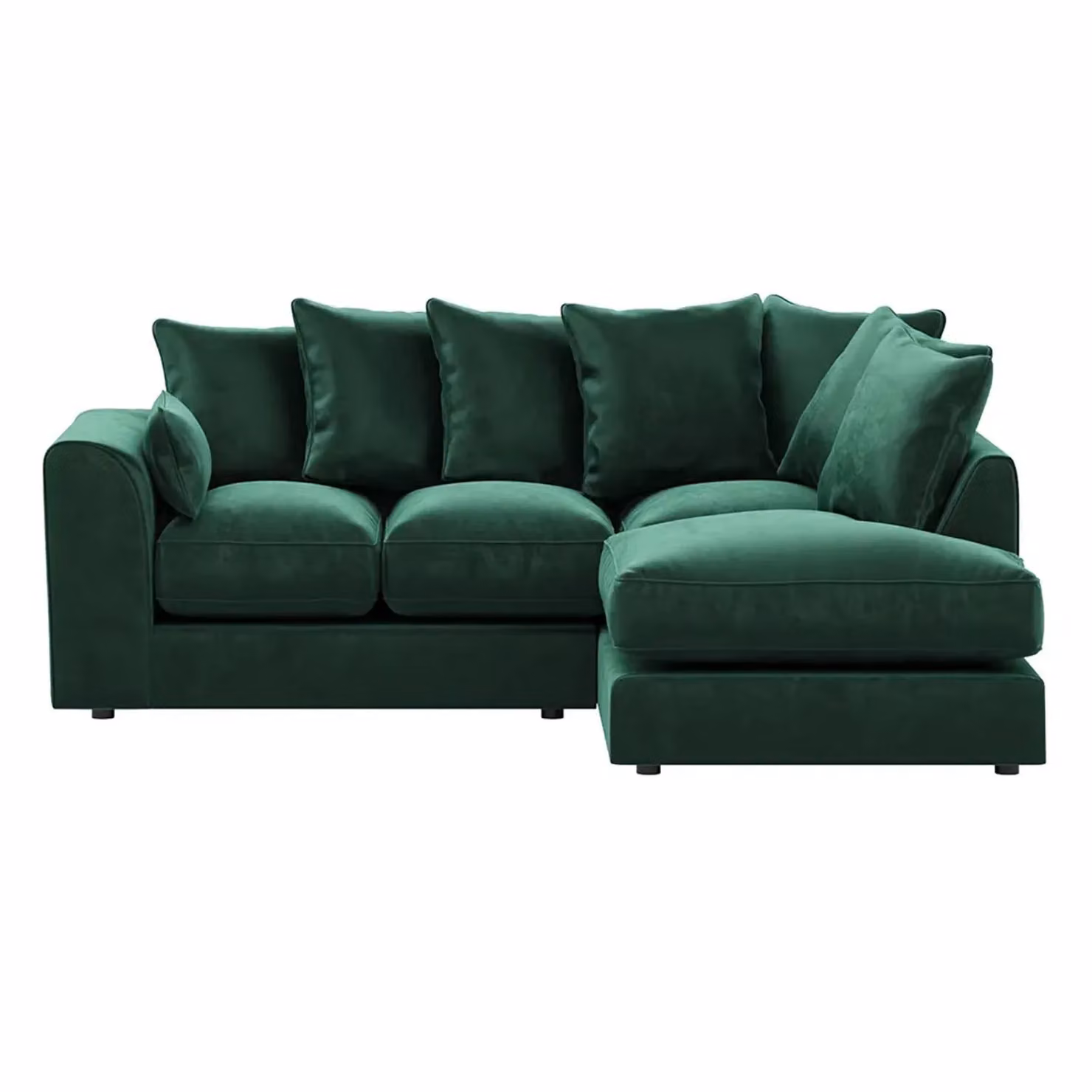Furnishings For Less UK Brooklyn Green Plush Velvet L Shaped 3 to 4 Seater Corner Sofa, Right Hand Facing – 2