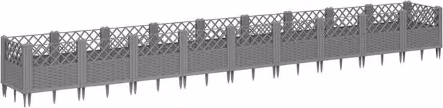 Berkfield Home Garden Planter with Pegs in Light Grey, W: 363.5 cm, D: 43.5 cm, H: 43.5 cm – 1