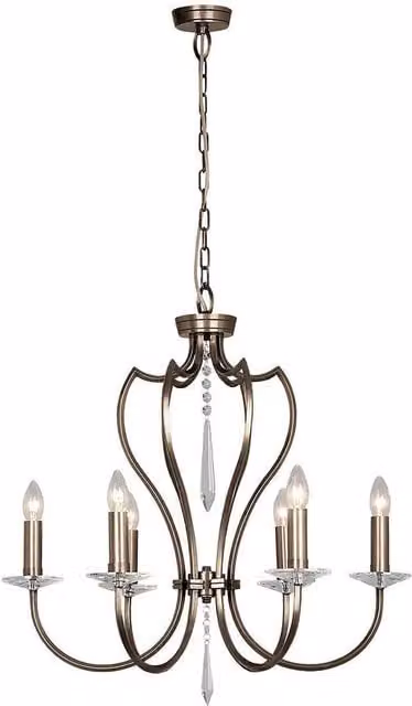 Elstead Pimlico 6 Light Chandelier in Dark Bronze Finish with E14 Bulbs