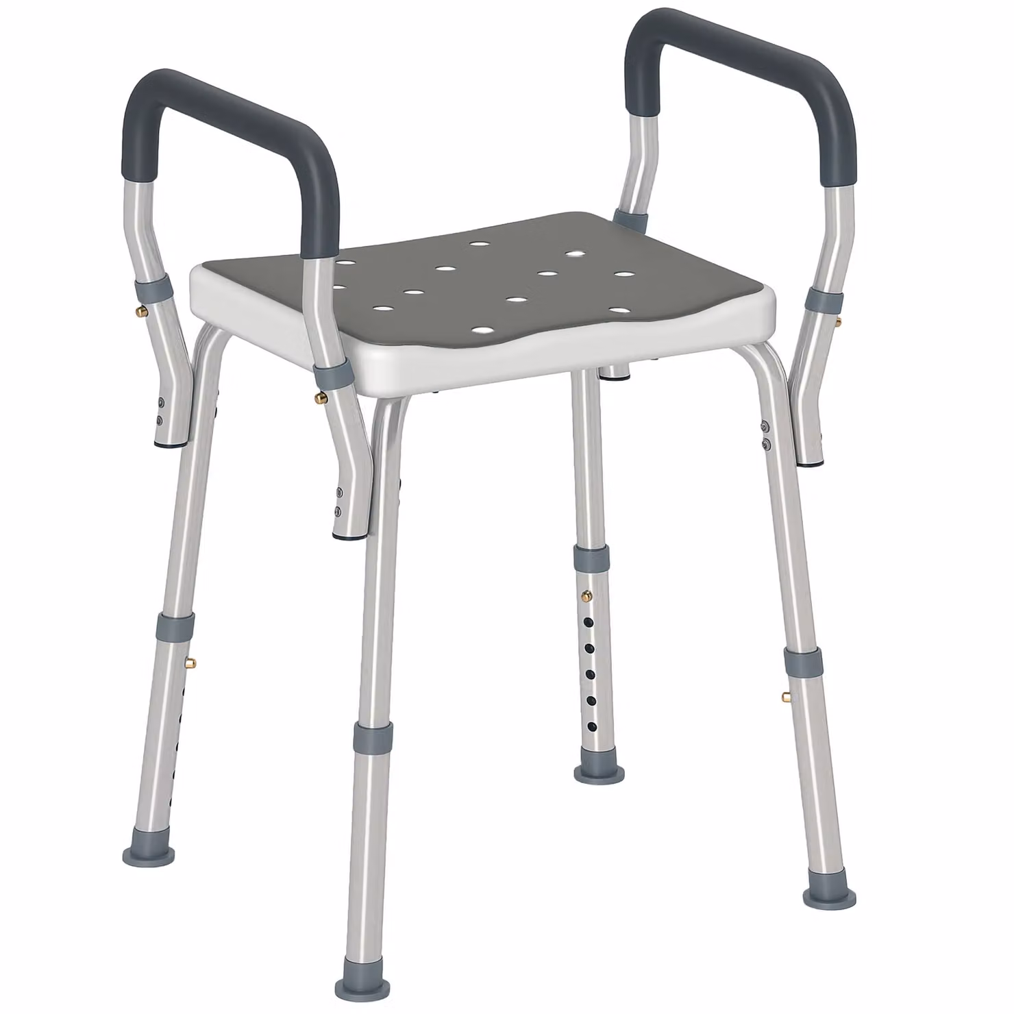 HOMCOM Rust-Free Aluminium Bath Chair in Grey with Adjustable Height – 2