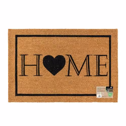 JVL Brown Coir Rectangular Entrance Doormat, W: 90 cm, D: 60 cm, H: 2 cm