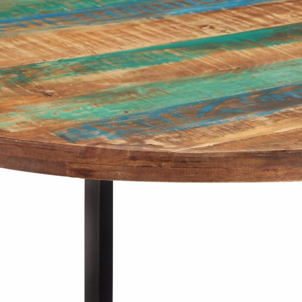 Berkfield Home Rectangular Industrial Dining Table in Multicolour Solid Wood and Metal, W/D/H: 110 x 75 x 75 cm – 3
