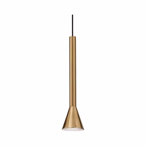 Ideal Lux Diesis LED Slim Dome Pendant Ceiling Light in Brass with Warm White 3000K Glow