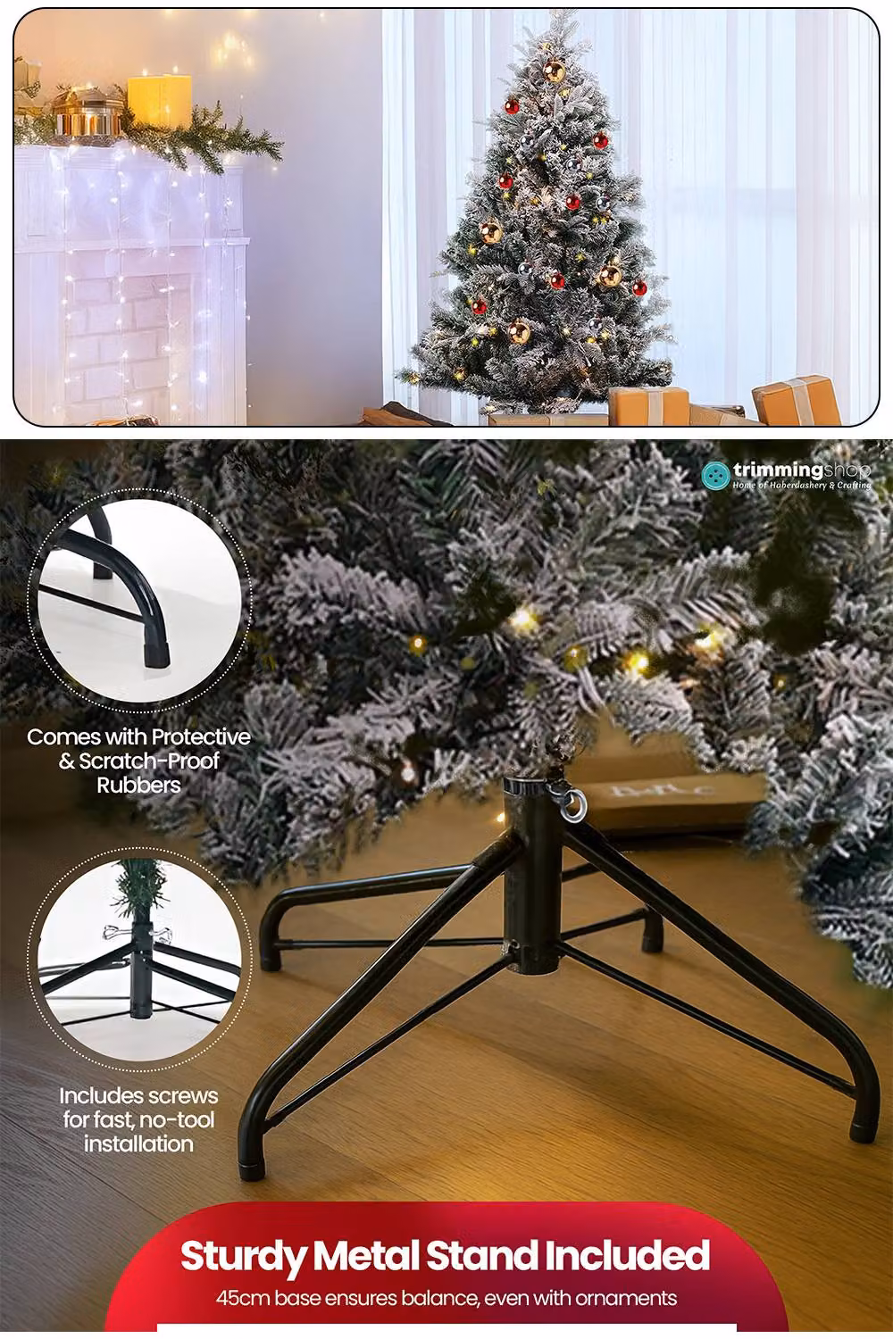 Neel Blue Snow Flocked Pre-Lit Christmas Tree with Colourful LEDs in Green, Blue and White, Height: 121.92 cm – 4