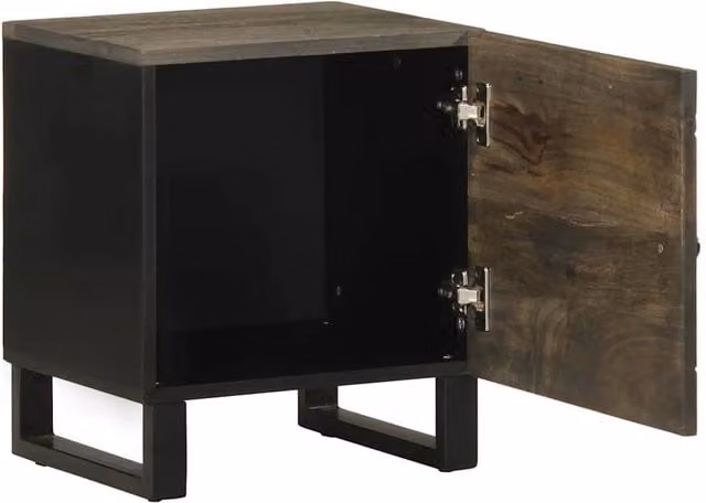 Berkfield Home Beautiful Set of 2 Black Solid Mango Wood Bedside Cabinets, W: 40 cm, D: 33 cm, H: 46 cm