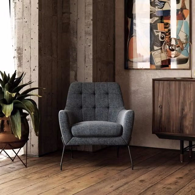 Dorel Home Brayden Modern Fabric Accent Chair with Armrests in Grey and Black