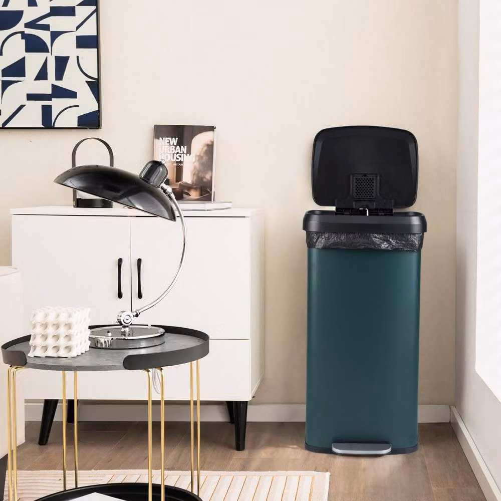 Costway 68L Stainless Steel Recycling Pedal Bin with Soft Close and Odour Filter in Green – 4