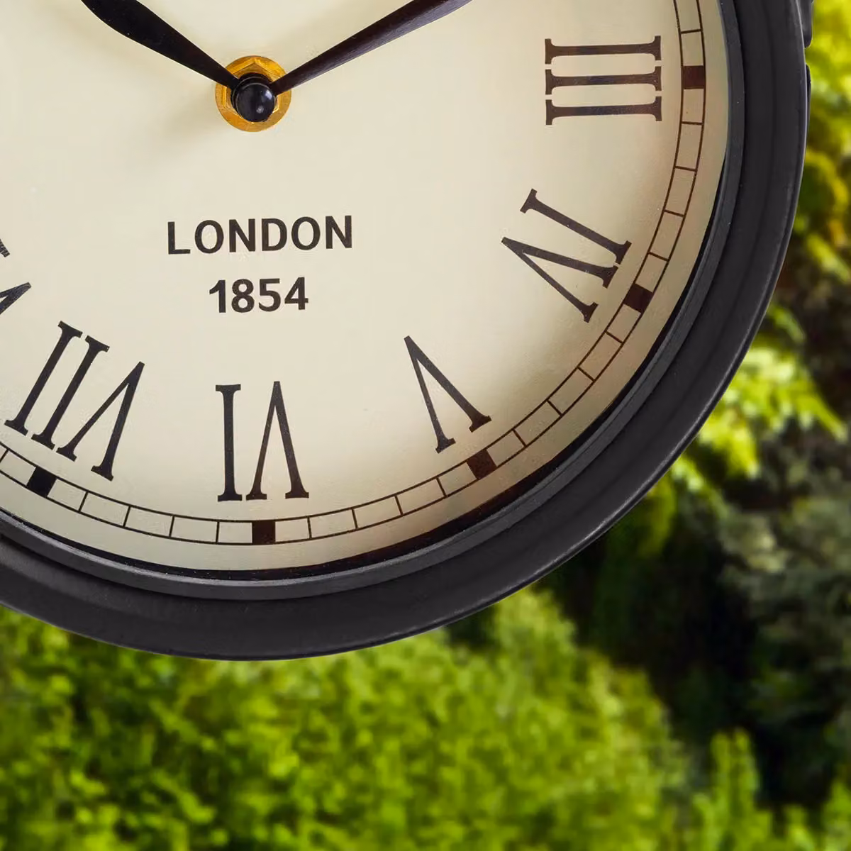 Charles Bentley Paddington Black Metal Double Sided Round Outdoor Wall Clock – 3