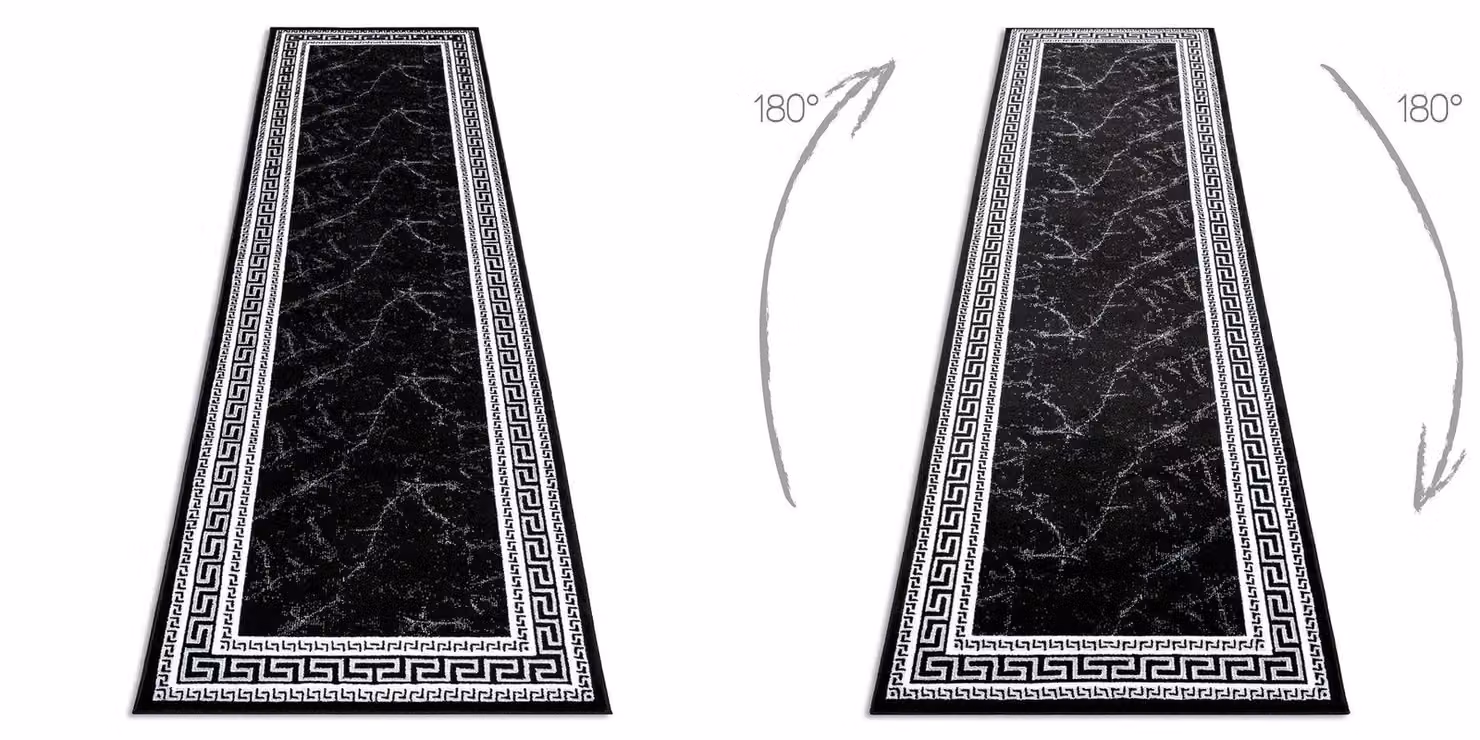 RugsX Gloss Runner in Black and Grey, W/D/H: 70 x 300 cm – 2