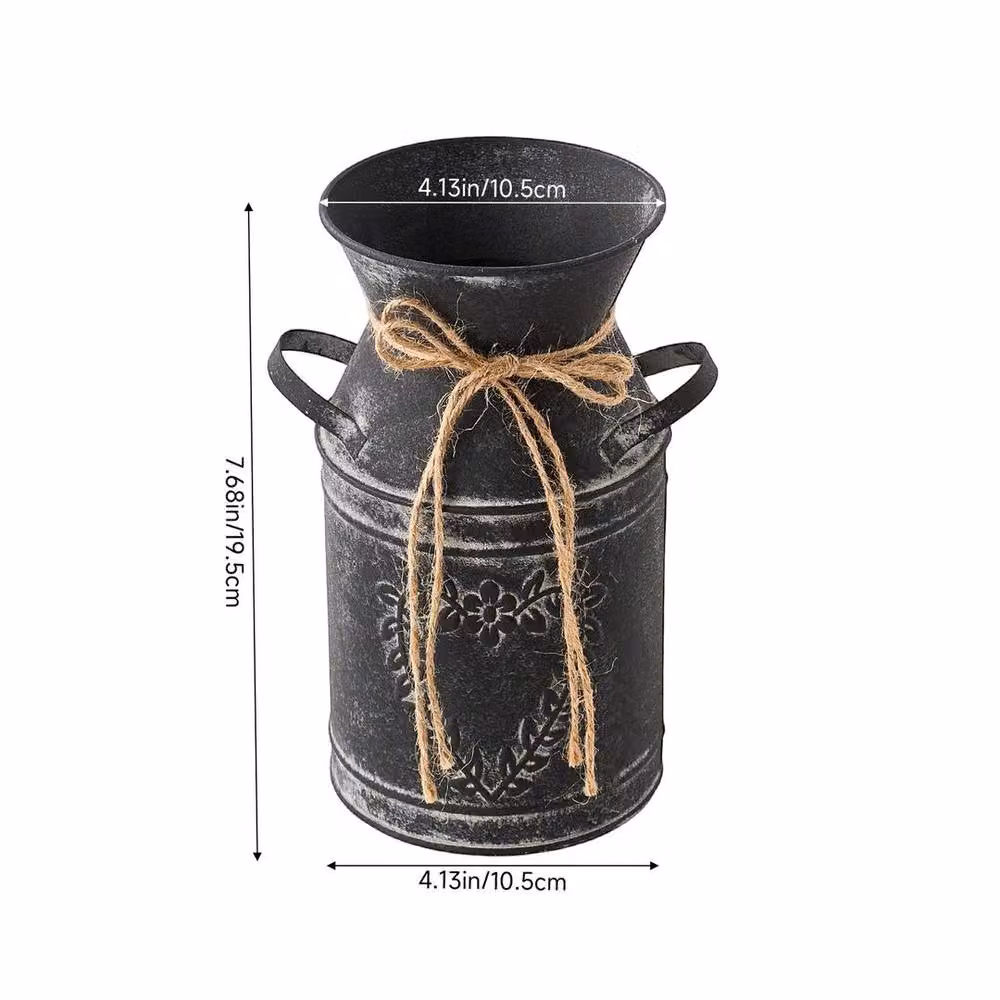 NESTLUNE Black Vintage Metal Rustic Leaf Flower Vase, Height: 100 cm, Width: 15 cm – 3