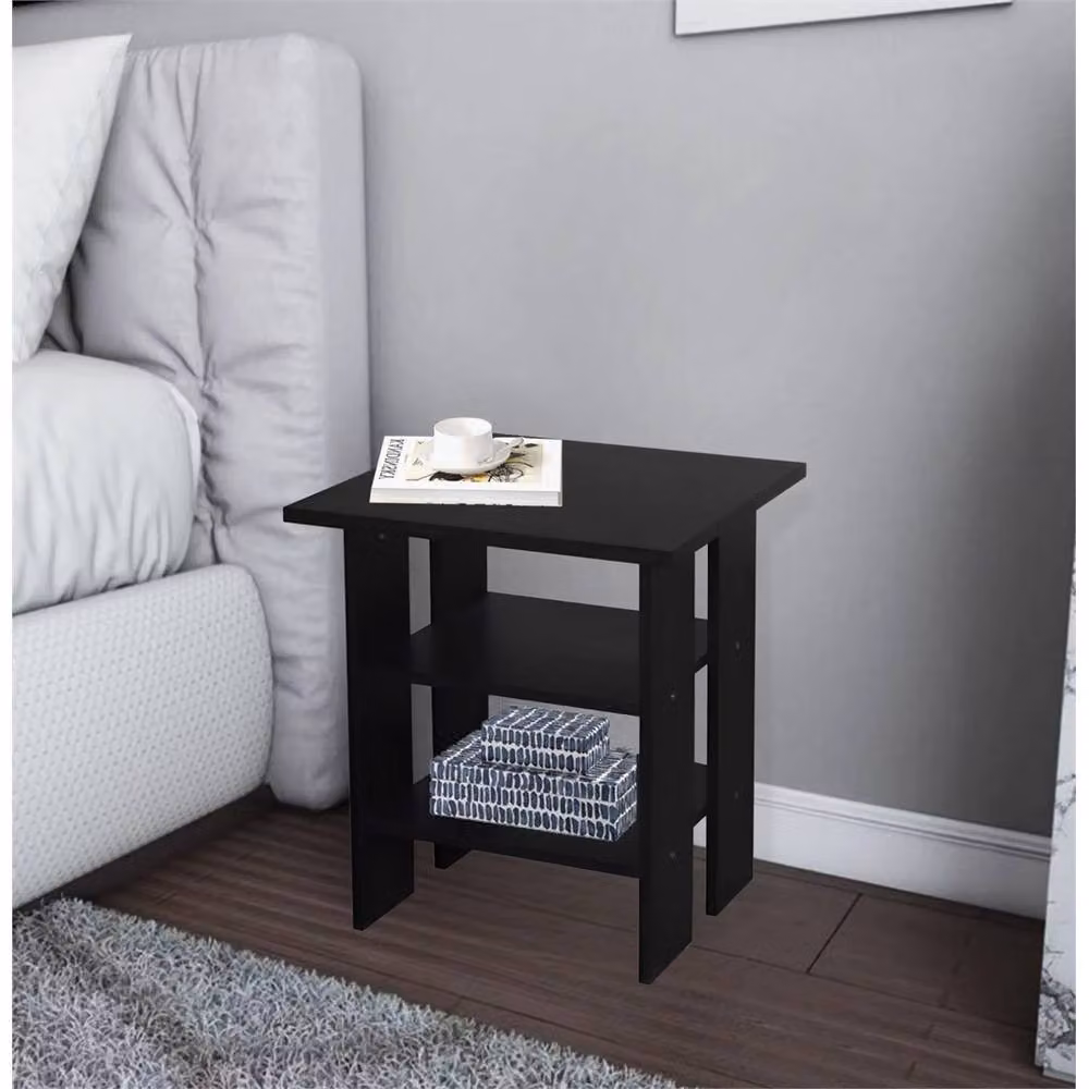 Nordara Black 3 Tier Wooden Side Table and Nightstand – 5