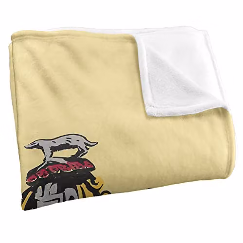 Warner Brothers Harry Potter Hufflepuff Crest Fluffy Microfibre Fleece Blanket in White, W/D/H: 152 x 127 cm – 2