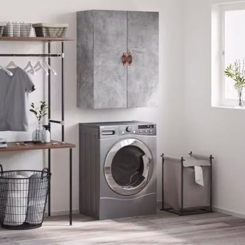 vidaXL Modern Wall Mounted Cabinet in Concrete Grey, W: 69.5 cm, D: 34 cm, H: 90 cm – 2