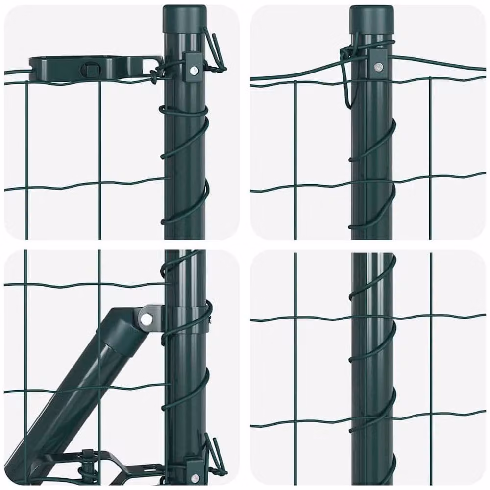 Berkfield Home Green Euro Fence with 13 Posts, Galvanised Steel, 0.8 x 25 m – 6