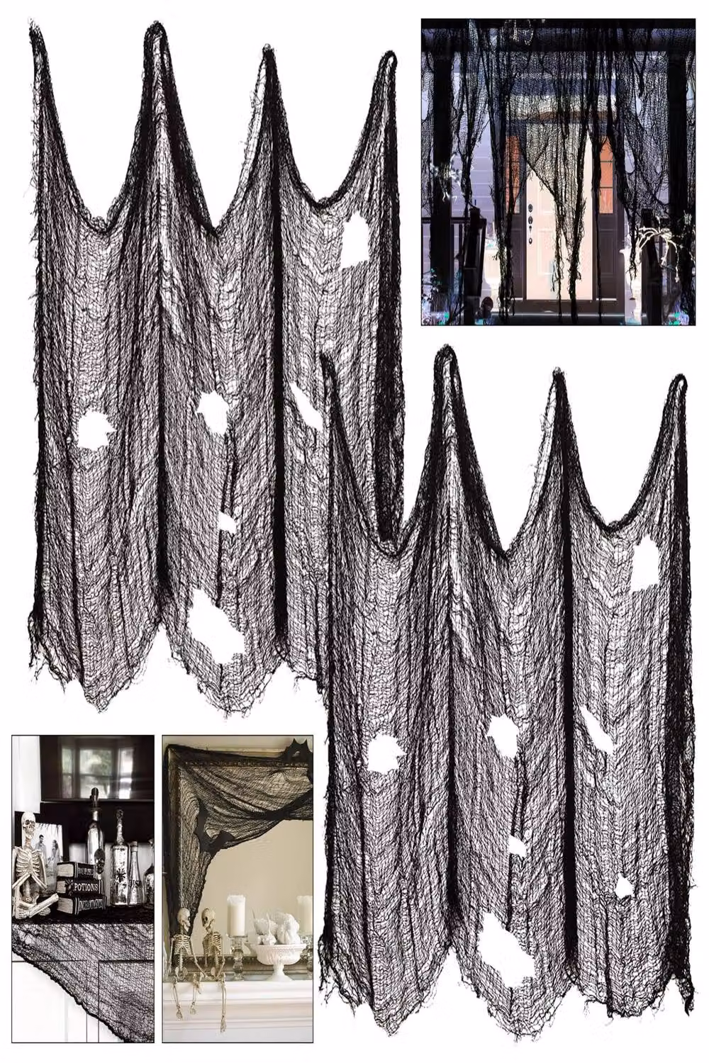 Garden Sanctuary 2-Piece Black Creepy Halloween Gauze Hanging Decorations – 5