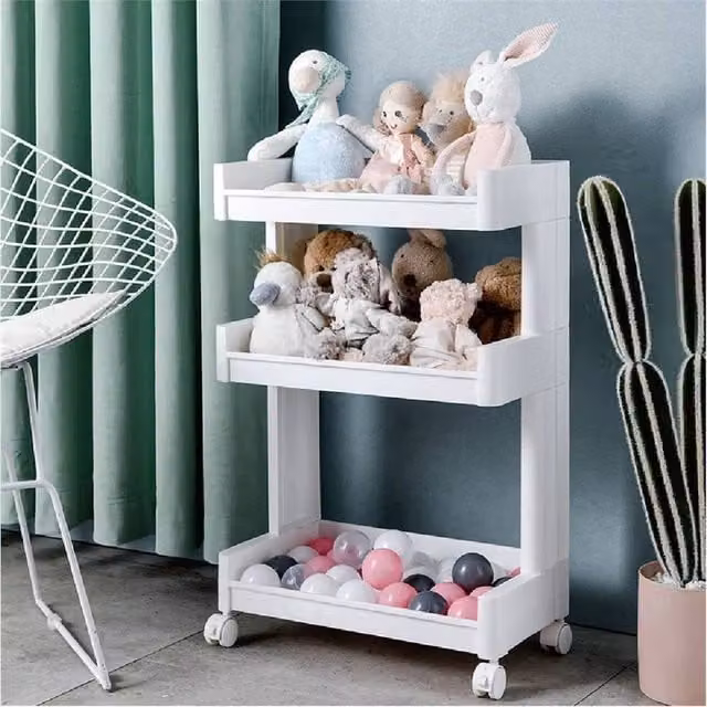 VOGREX 3 Tier Rolling Kitchen Storage Trolley Cart in White – 1