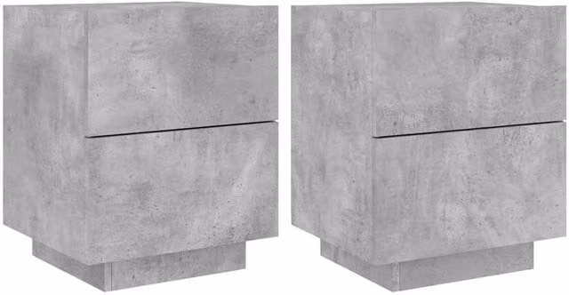 Berkfield Home Set of 2 Modern Bedside Cabinets with Integrated LED Lights in Concrete Grey Engineered Wood