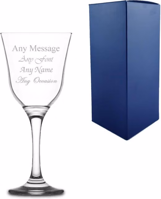 Uniqueful Personalised Engraved Vals Vintage Wine Glass, 295ml, Clear