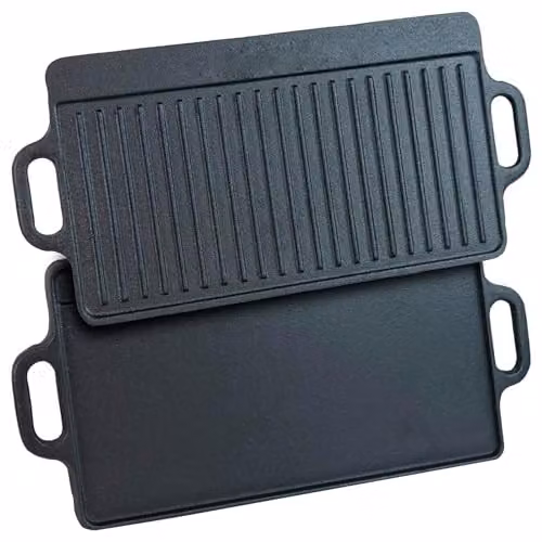 Gr8 Home Black Cast Iron Reversible Ribbed Grill Pan